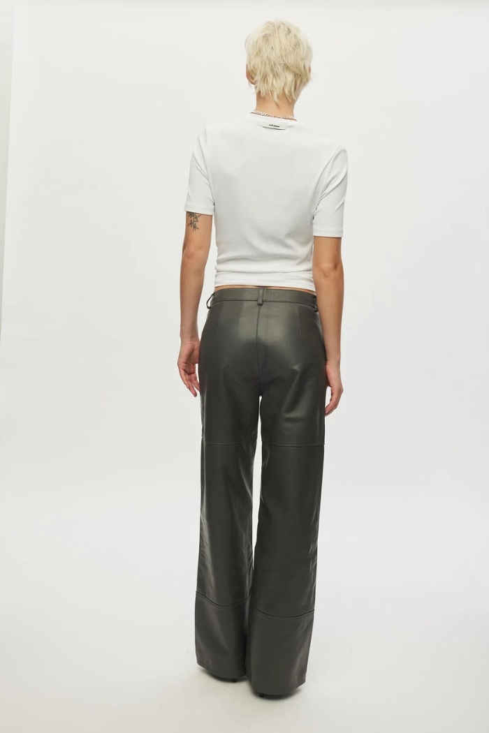 Oval Square, Time Leather Trousers, Asphalt